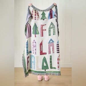 New Anthropologie Christmas Winterscape Woven Cotton Throw Blanket 50x70